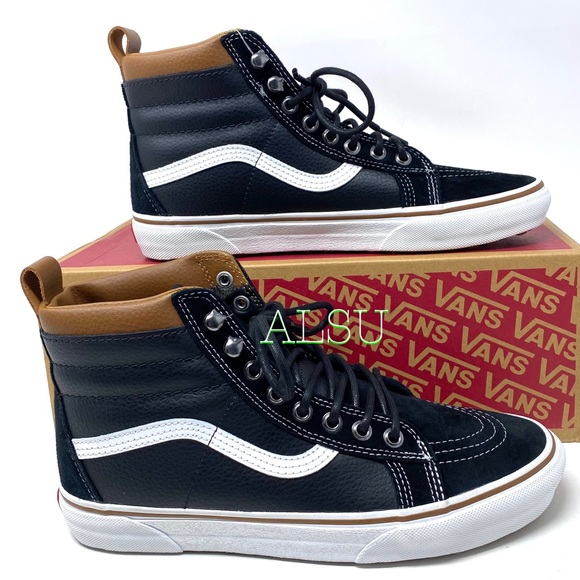 leather black vans mens